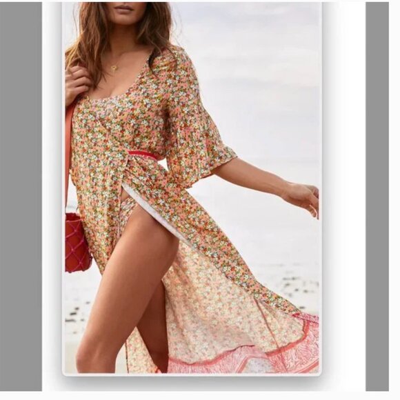 ⭐️ Maaji Josephine Cover Up Boho Beach Wrap Hipster Chic Hippie Art Maxi Dress - Picture 3 of 4